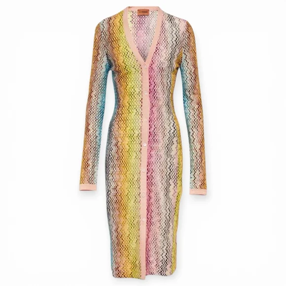Missoni Cardigan Dress Multicolor Knit Longline Midi Size 38 US 0 2 XS NWT - Picture 2 of 10